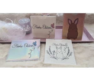 Stickdatei - Frohe Ostern Hase im Kranz inkl. Einzeldateien